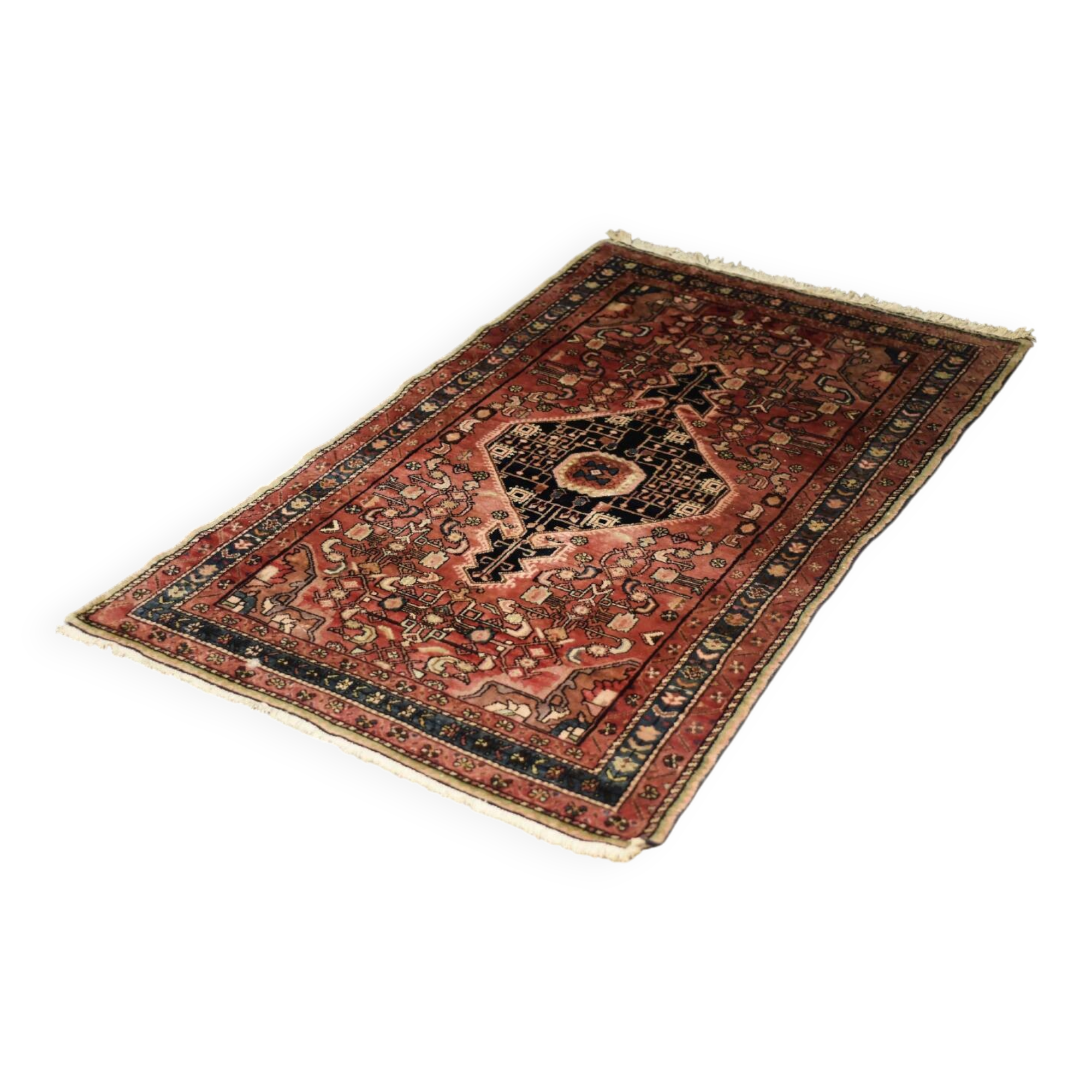 Vintage Hand-Woven Oriental Middle Eastern Zanjan Hamadan Rug, 1960s