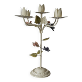 Retro Kitsch Painted Metal Candlestick Candelabra Candle Holder 5 Branches