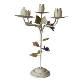 Chandelier métal peint rétro kitsch candélabre bougeoir 5 branches