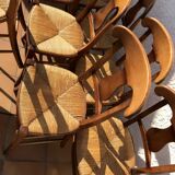 Chairs straw and wood cherry style directoire