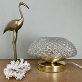 Vintage diamond-point glass globe table lamp