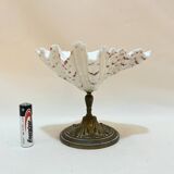 Shell chalice Old natural holy water stoup on bronze foot 19th century empty pockets cabinet of curiosities