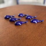 set of 6 vintage ceramic knife rests - blue whale shape