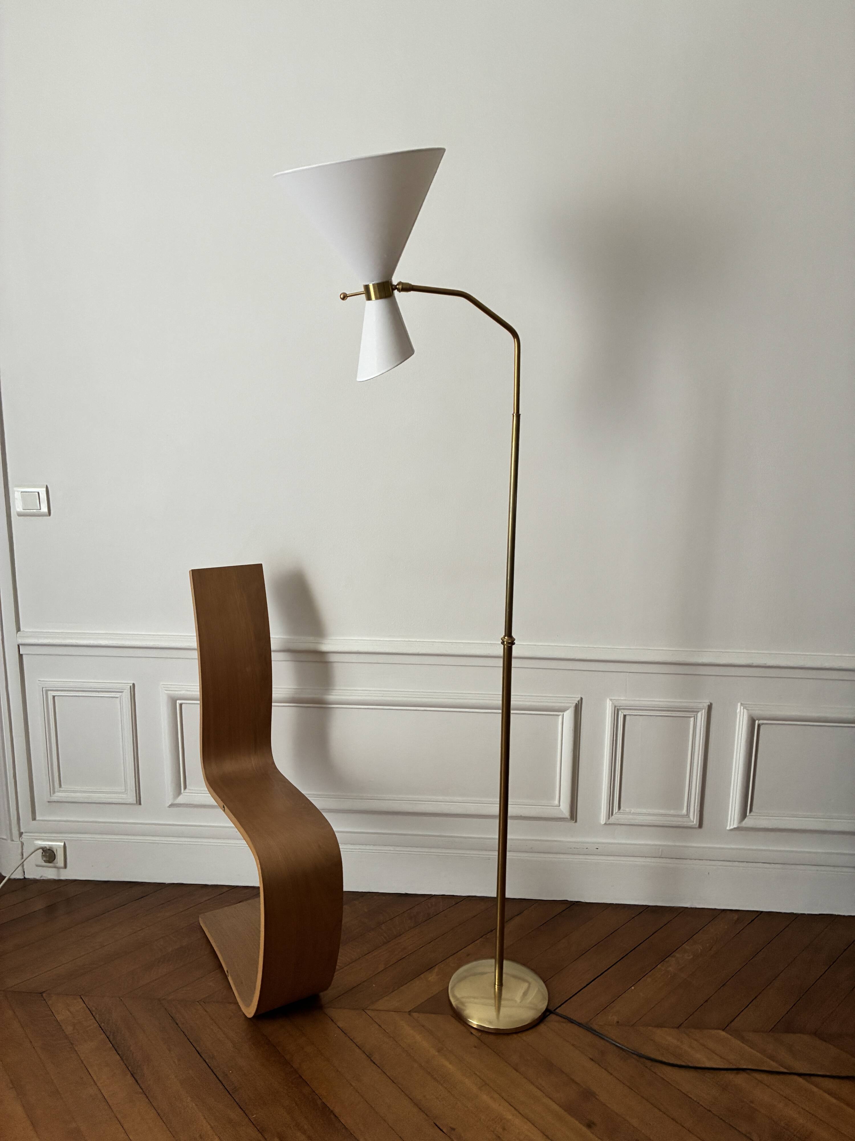 Adjustable Diabolo floor lamp in brass - 1950s