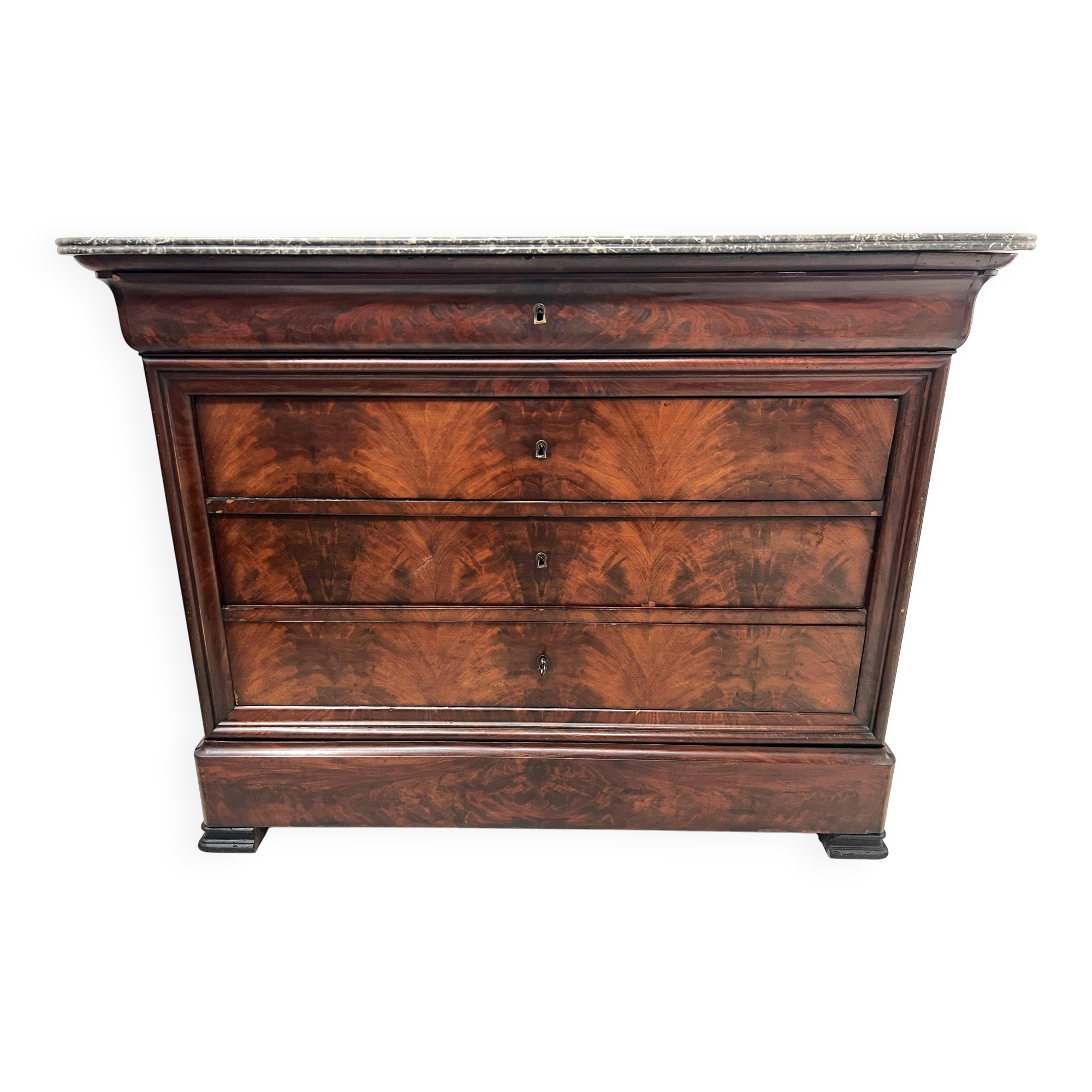 Commode secrétaire Louis Philippe en acajou XIX siècle