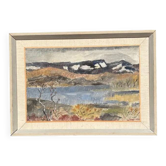 Original Swedish Oil on Panel - 'Landscape with Water' by Josef Sandberg - Signed - Vintage and Framed - 54.5 × 38.5 cm