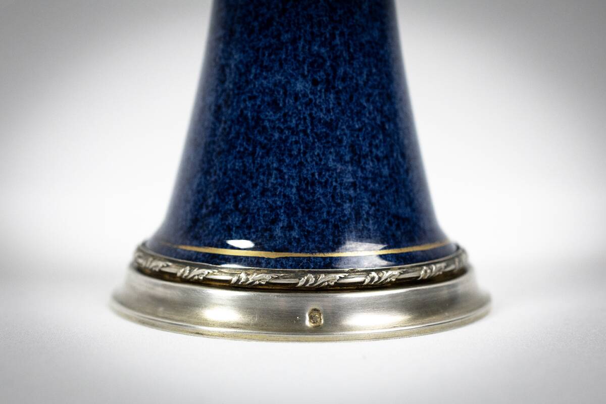 Porcelain and silver soliflore vase, 1st grade - Paul Millet, early 20th century