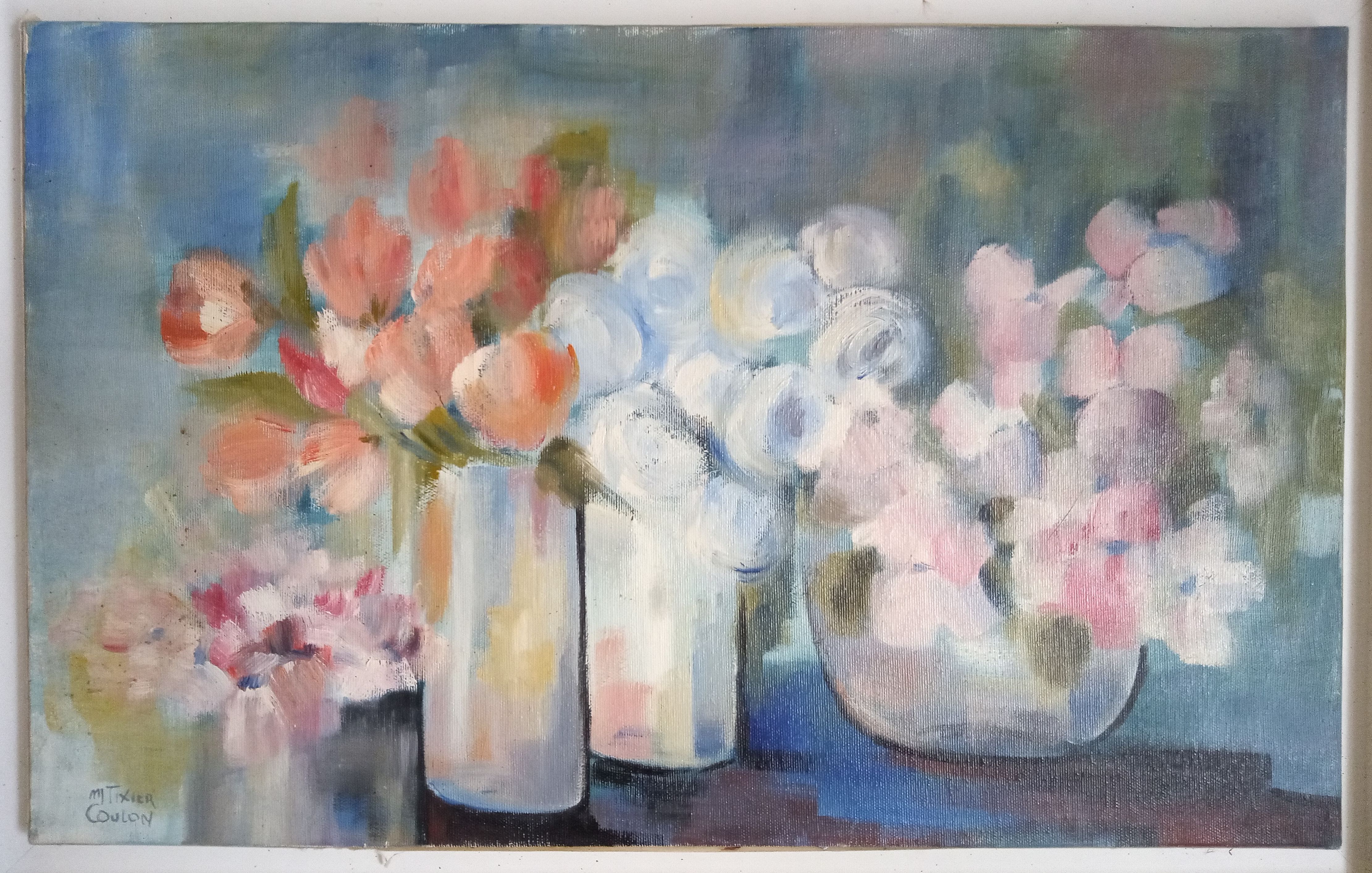 Impressionist still life with flowers, oil on canvas signed and framed