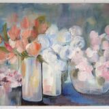 Impressionist still life with flowers, oil on canvas signed and framed