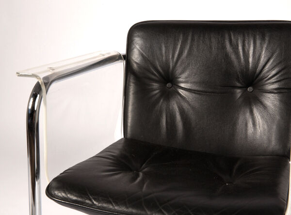 Fauteuil Hans Könecke pour Tecta en plexiglas chrom & Cuir