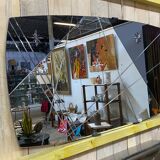 Engraved two-tone panoramic mirror