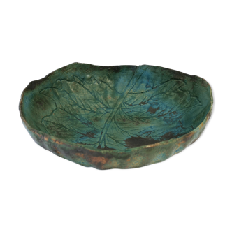 Coupe vide-poches en grès émaillé, signée, artisanat d'art, céramique
