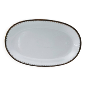 Grand plat ovale porcelaine Winterling Bavaria décor frise dorée Excelsior