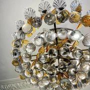 Vintage Murano glass chandelier, solid brass, Spain 1960s.