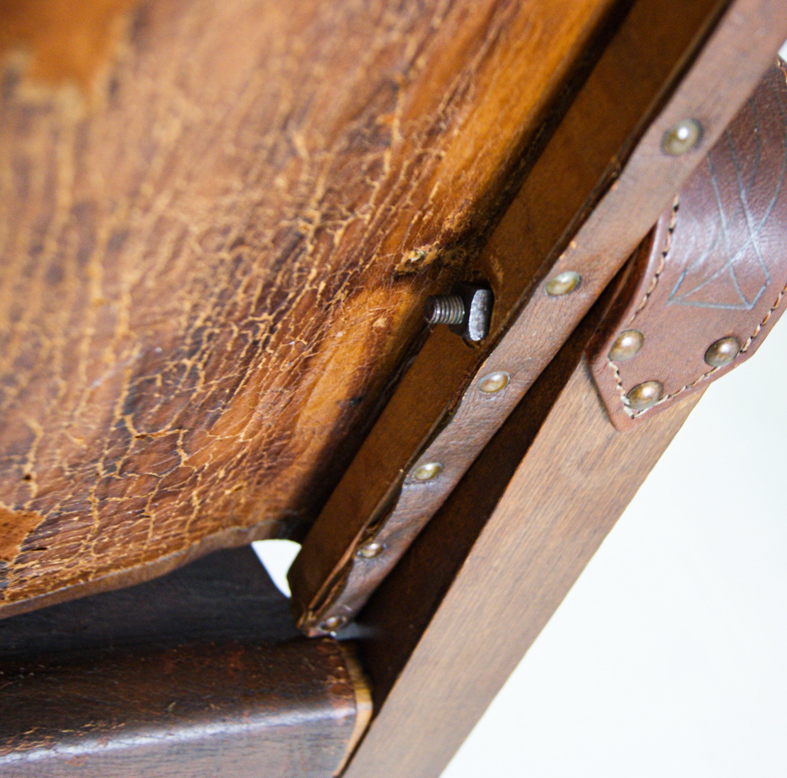 French Leather Safari Armchairs Mid-Century