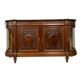 Buffet en enfilade style Louis XVI en noyer massif vers 1880