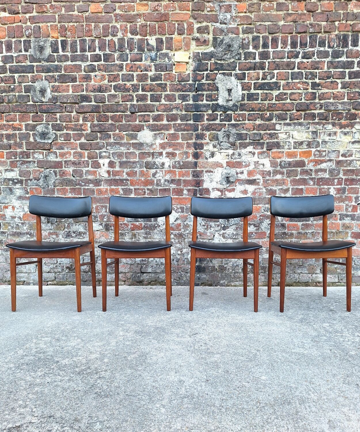 SAX set of 4 vintage Scandinavian chairs, teak and skai furniture