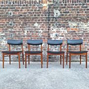 SAX set of 4 vintage Scandinavian chairs, teak and skai furniture