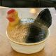 Terrine hen in slurry, vintage glazed ceramic