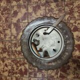 Brutalist ceiling light in pressed glass, Poland 1970.