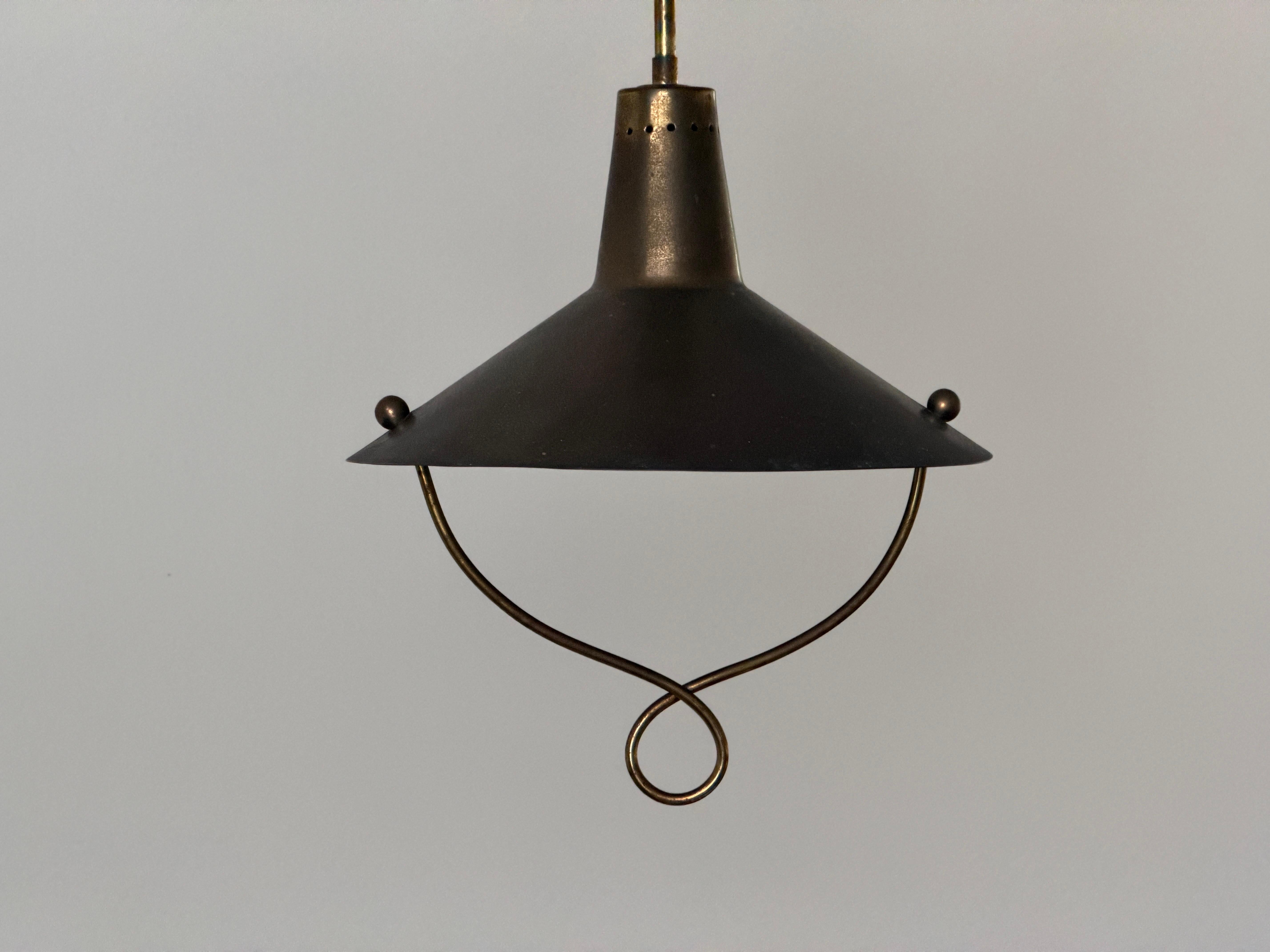 Modern brass ceiling light from the mid-century, 1950s, Italy.