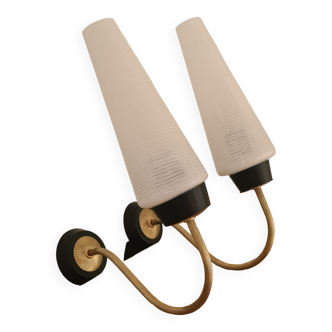 Pair of bobbin wall lights from the 50s and 60s