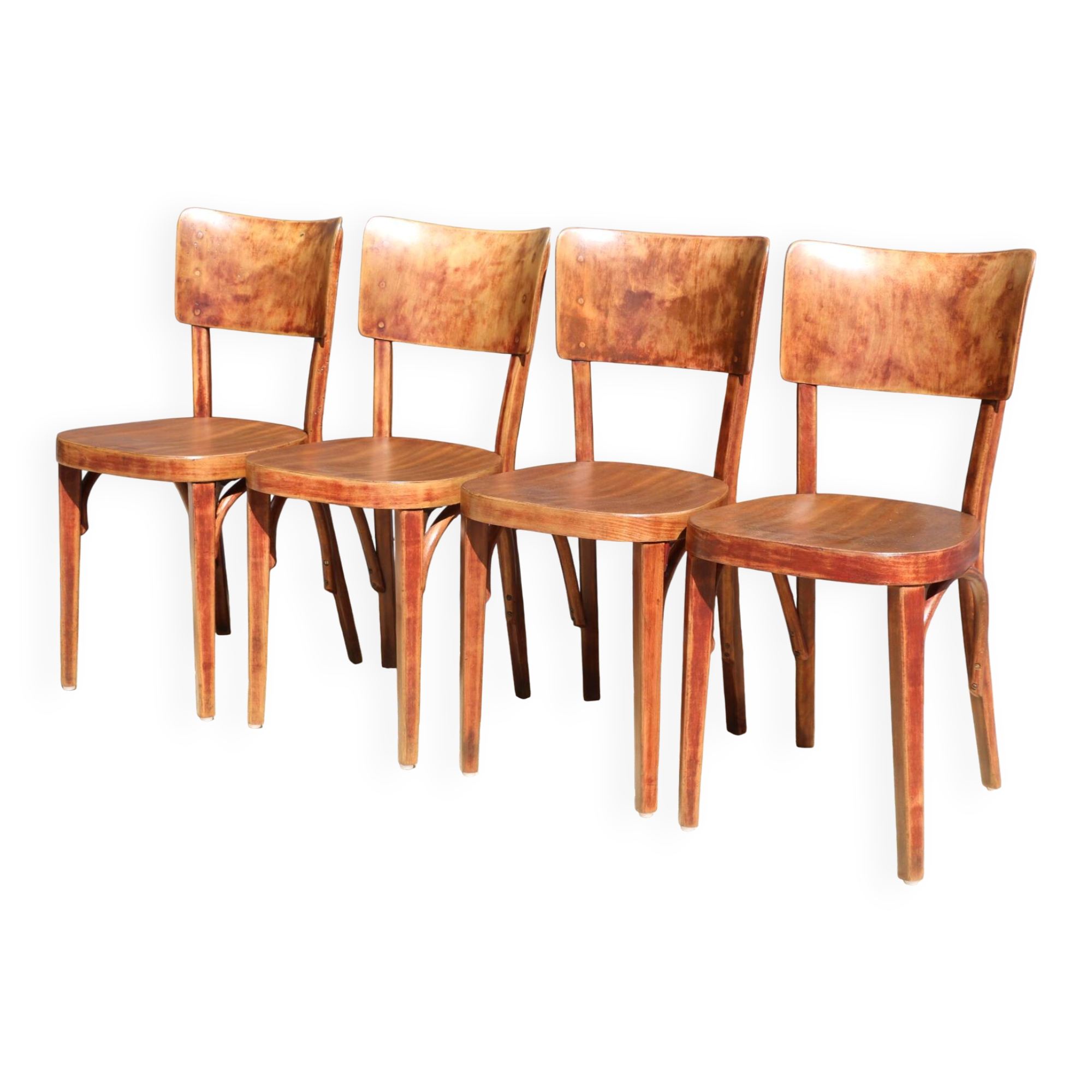 Série de 6 chaises bistrot foncées 1940