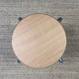 Set of 5 wooden school stools with gray metal legs