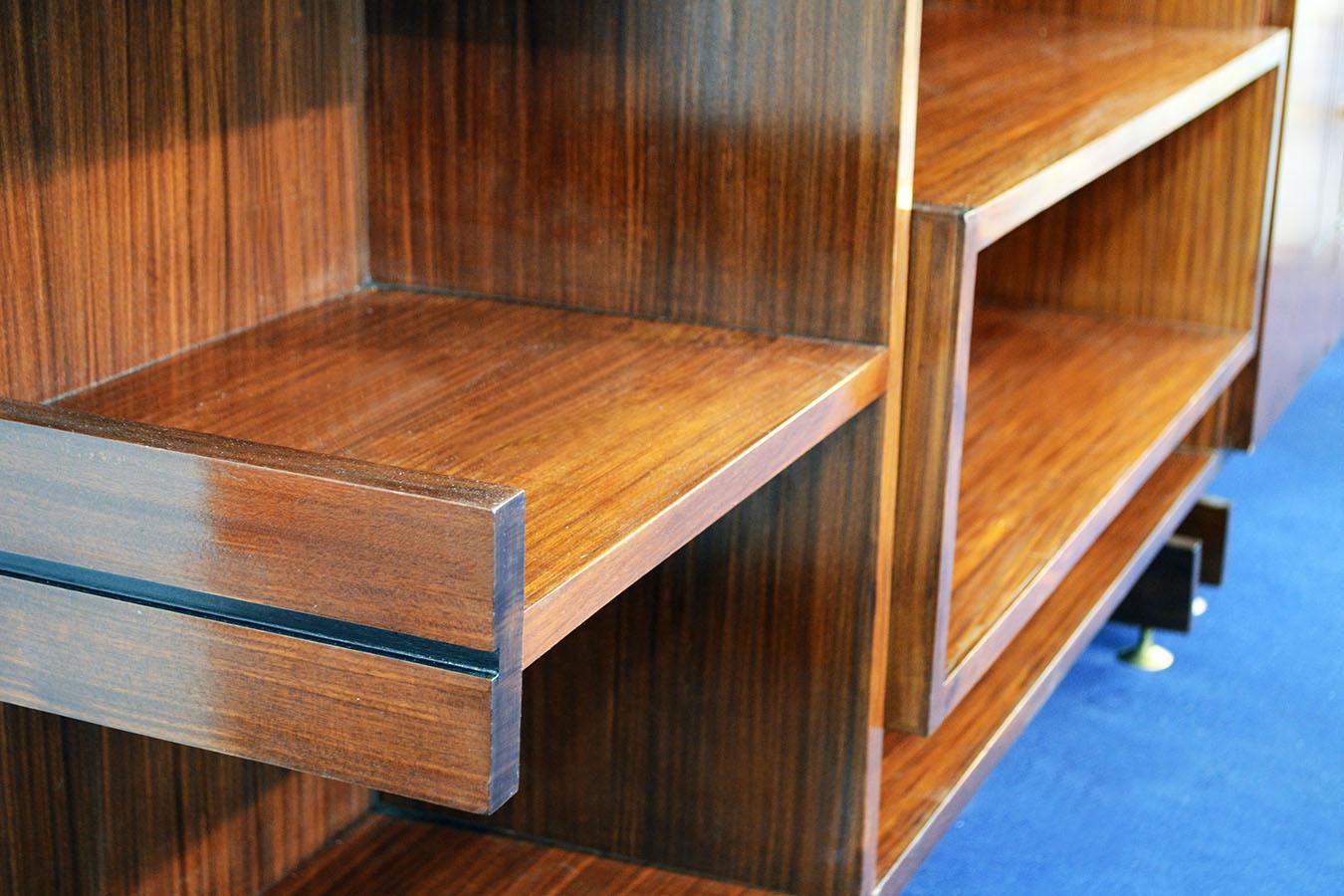 Modular sideboards in rosewood and brass 1960