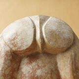 Abstract sculpture stone pink marble contemporary signed
