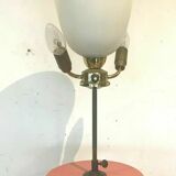 Pair of earthenware lamps with pink and gray patina XX century