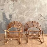 Paire de fauteuils en rotin
