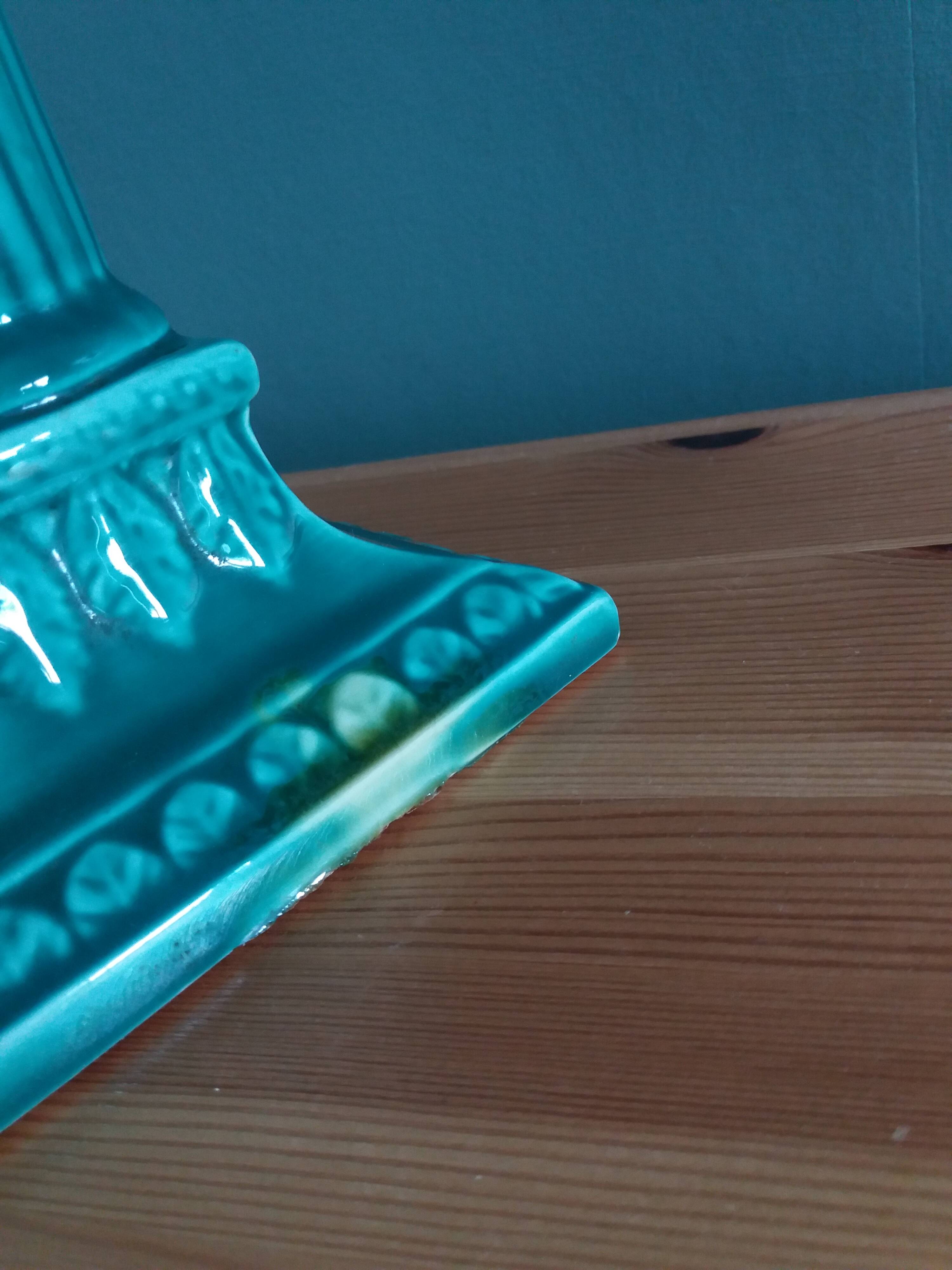 Niderviller emerald green column candle holder