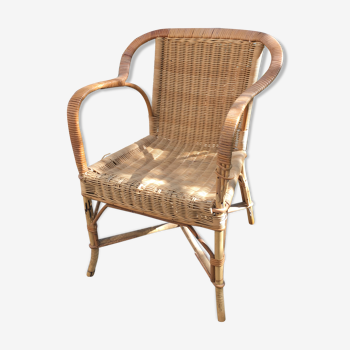 Armchair in rattan and old bamboo