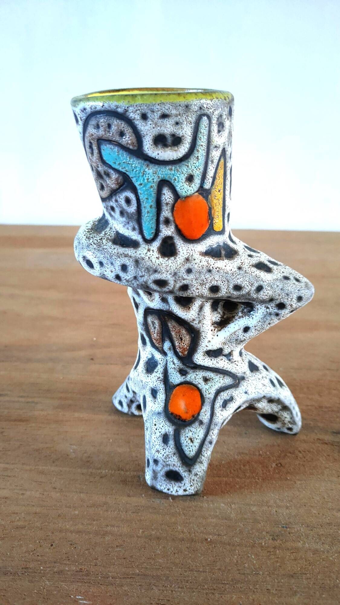 Free-form ceramic vase signed Bessone Vallauris 1960s
