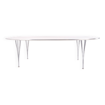 Table à manger Super Ellipse - Modèle B614 - stratifié blanc - Piet Hein, Bruno Mathsson & Arne Jacobsen - Fritz Hansen