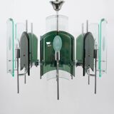 Large glass pendant lamp in Fontana Arte style, mid-century, Italy, 1960s.