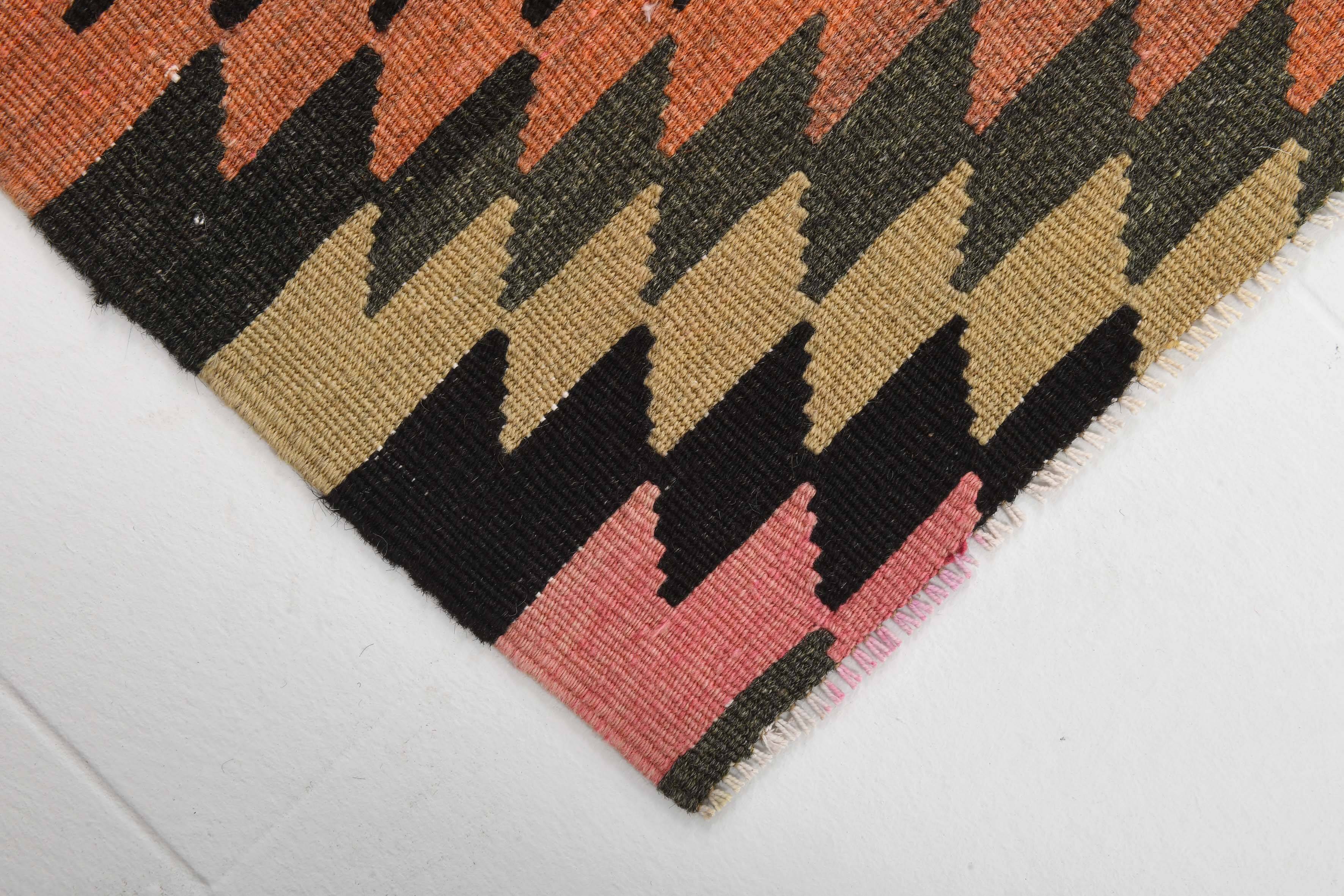 Orange Black Turkish Kilim Rug 170x259Cm SK 35353