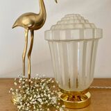 Lampe à poser globe vintage art déco en verre dépoli