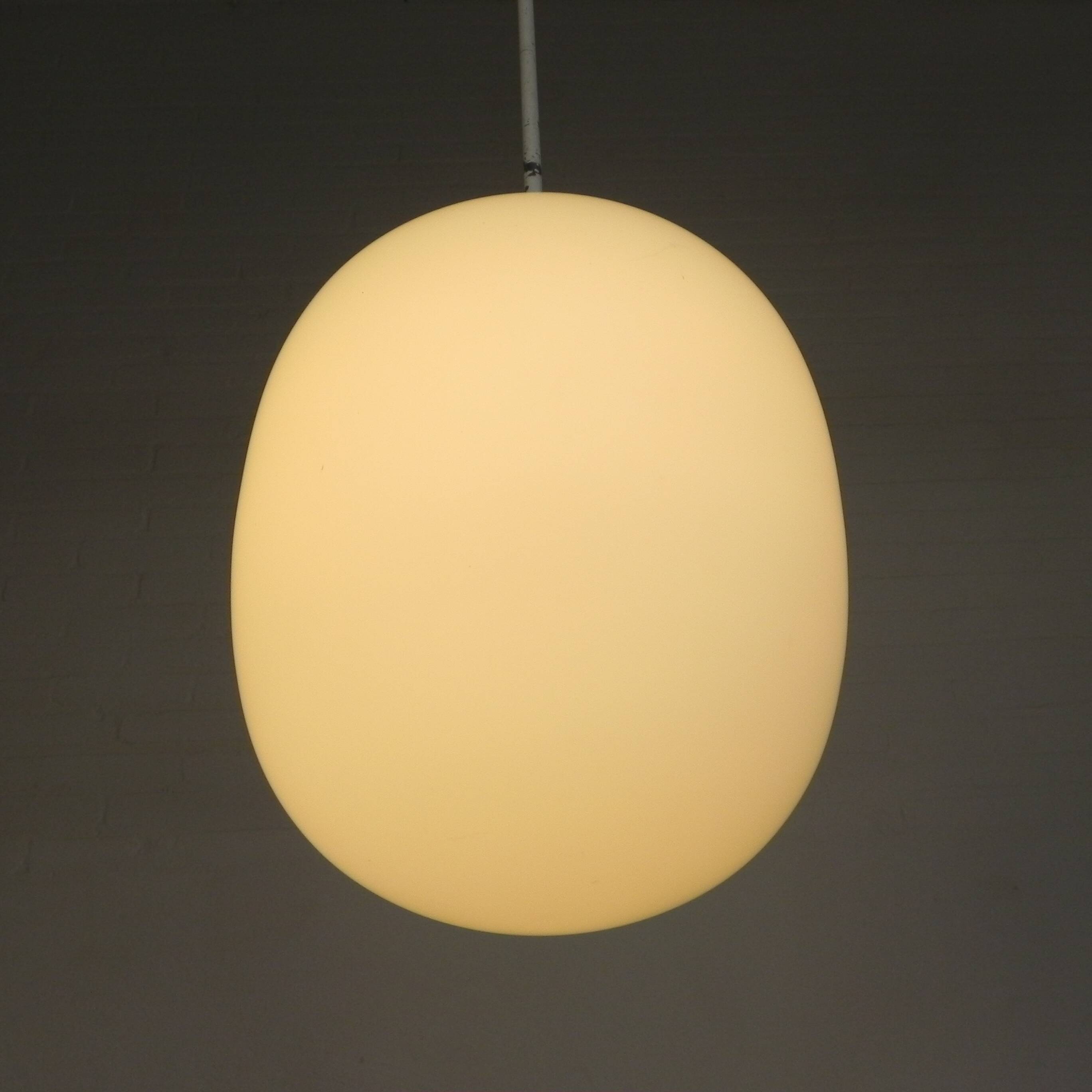 Vintage school lamp with frosted white glass shade, 1950s.