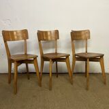 Set of 3 vintage wooden bistro chairs
