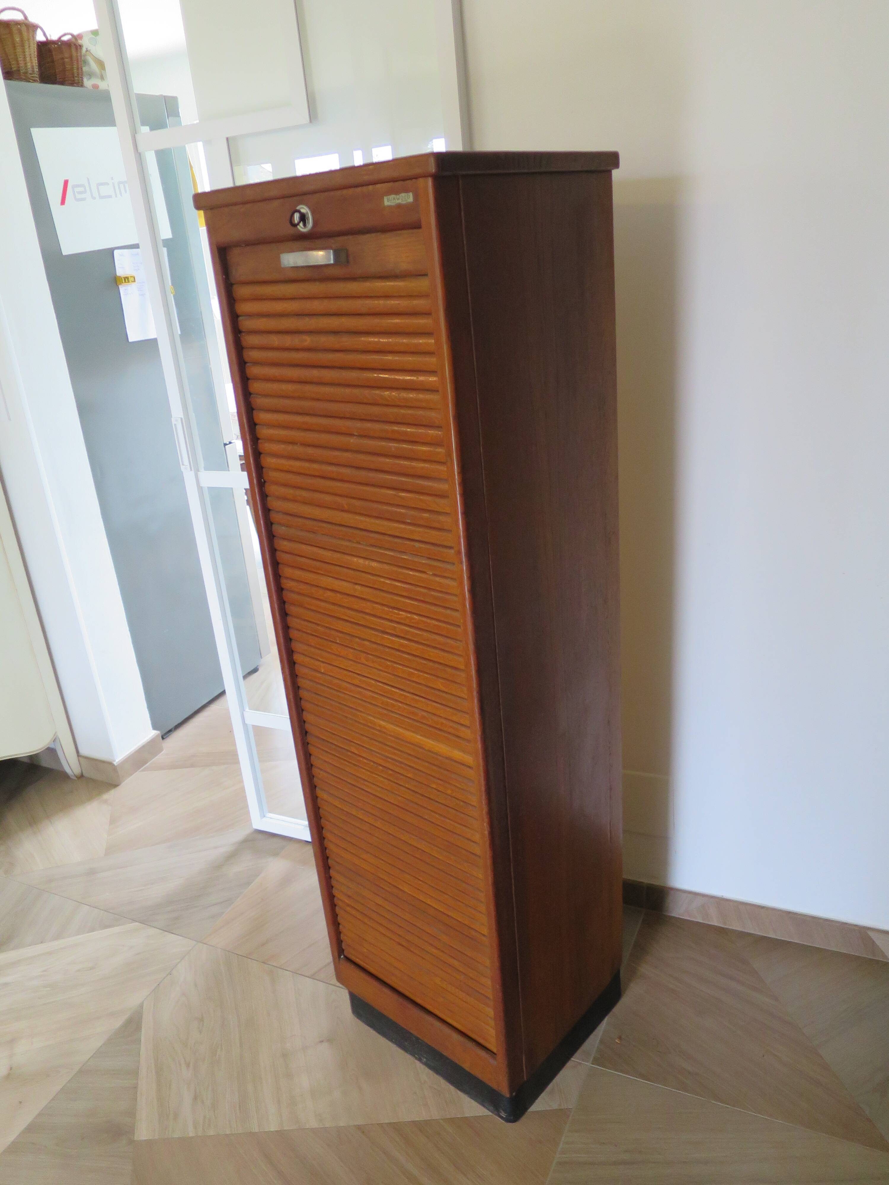 Burwood oak curtain file cabinet, 1960s