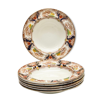 Lot de 6 assiettes creuseS  «  Barker & Kent », Potterie Anglaise