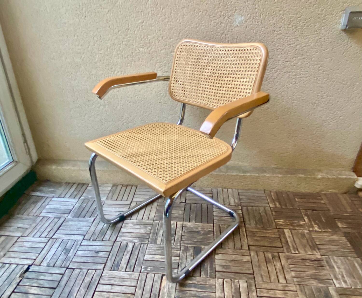 Cesca B64 armchair designed by Marcel Breuer, vintage Italy, 1980s.