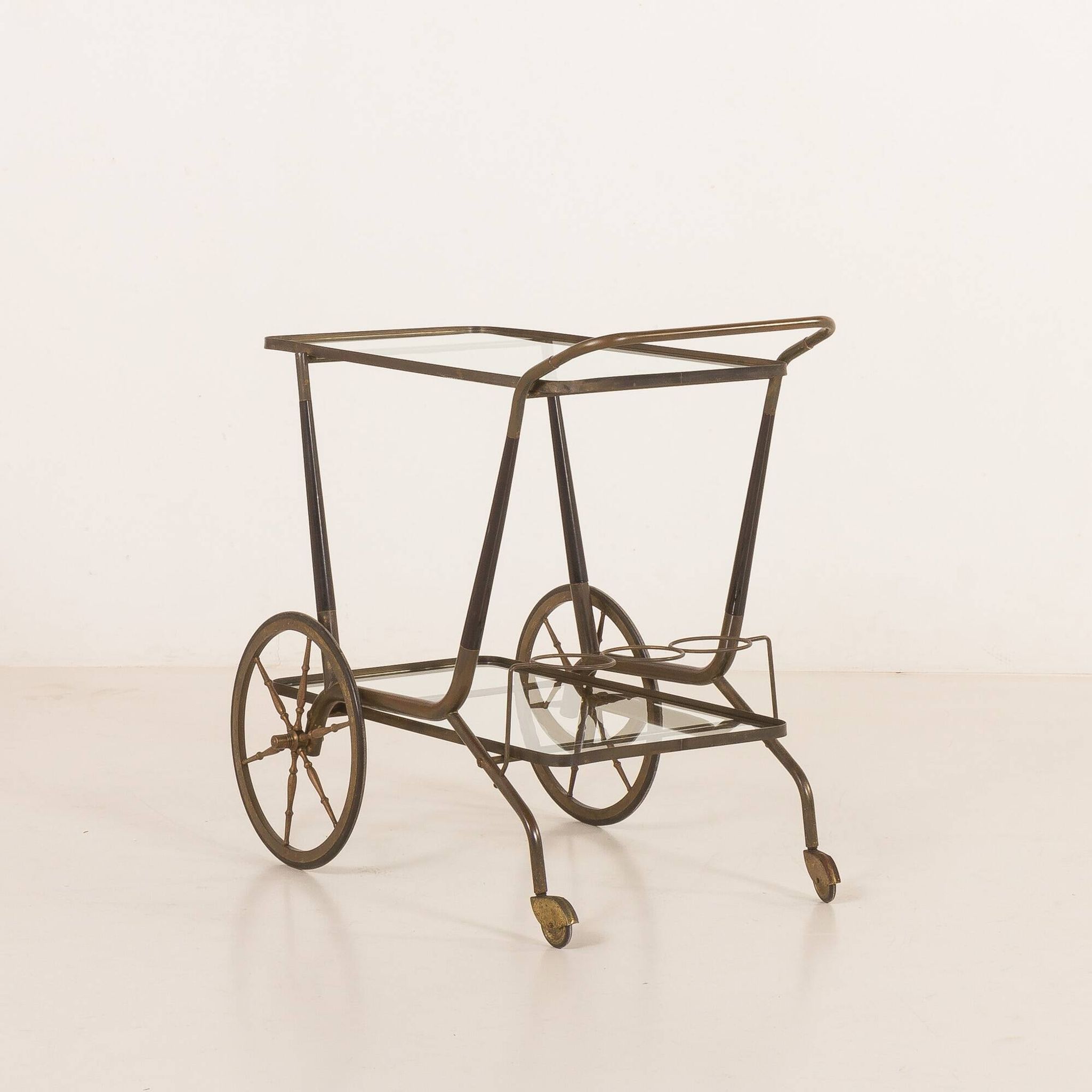 Italian mid century bar cart, serving trolley attr. to Cesare Lacca, 1950s