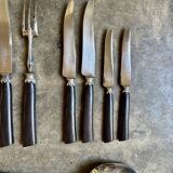 Ménagère 68 couverts en métal argenté et ébène noir avec 4 écrins en velour