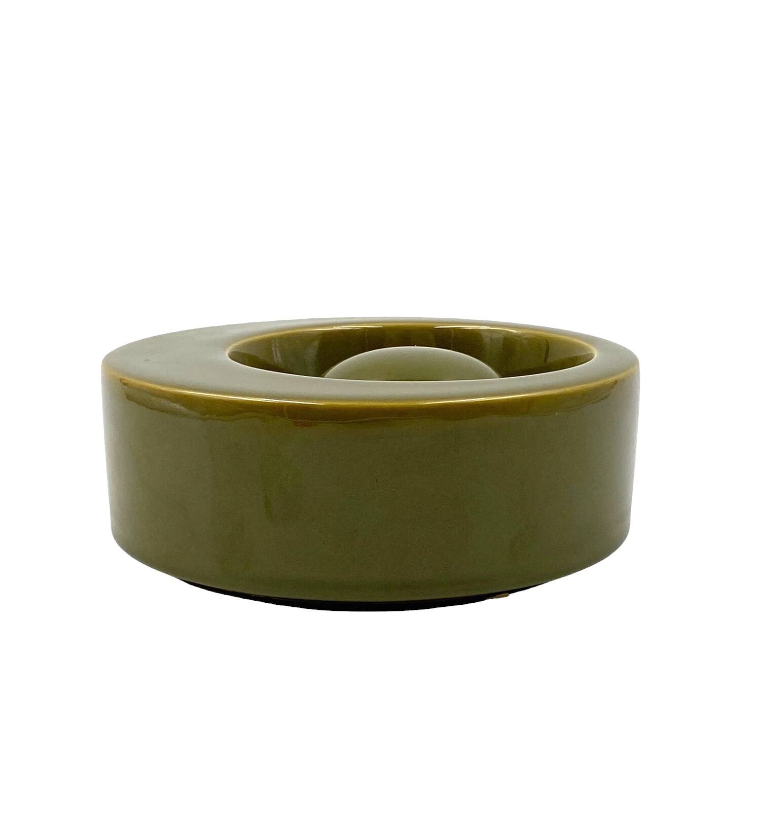 Mid-century green ceramic ashtray, Sicart Italy 1969