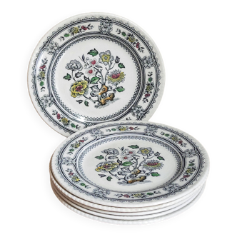 Six English porcelain dessert plates WOOD & SONS Dorset service