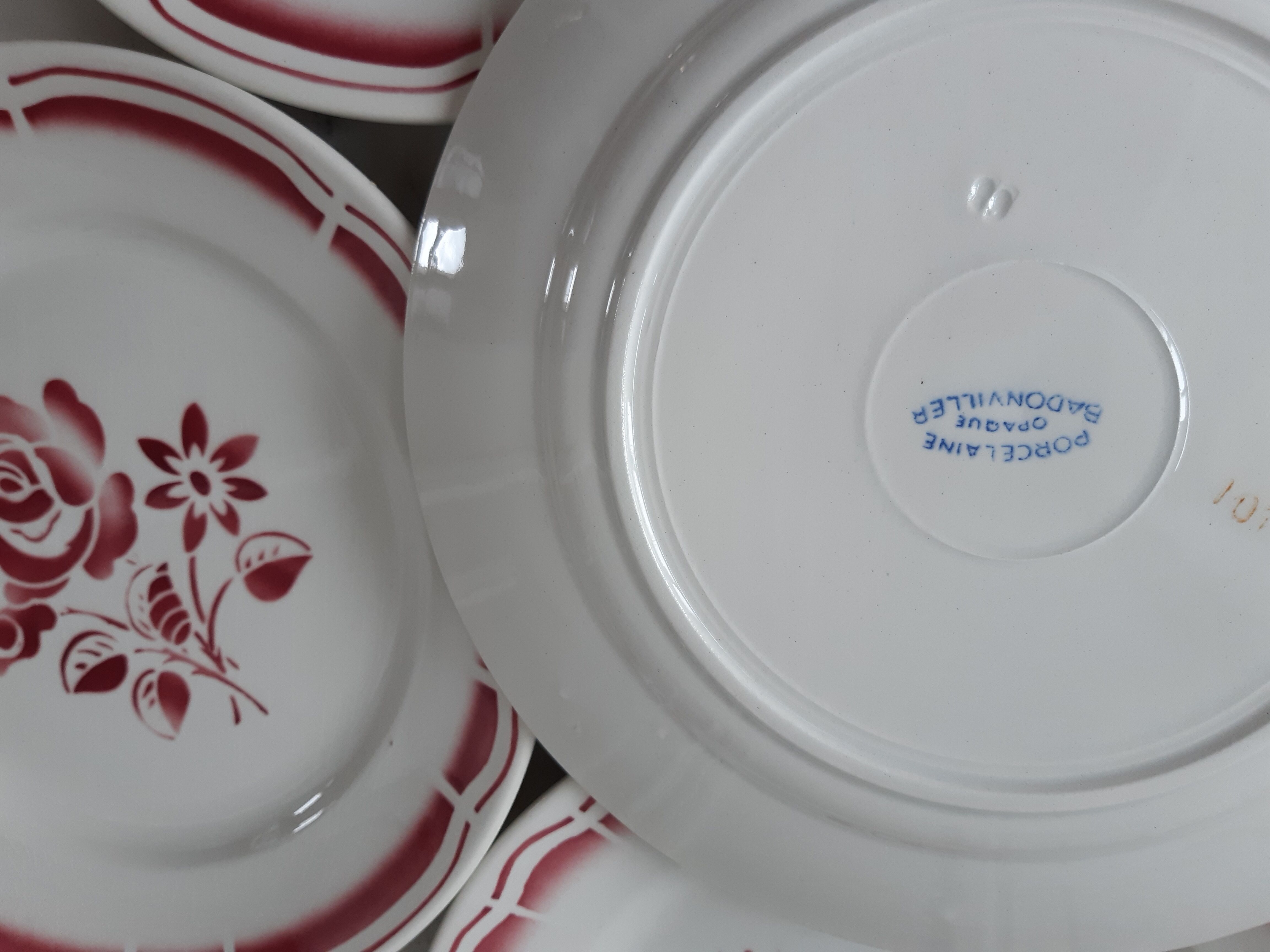 Set of 6 flat plates Badonviller years 20-30