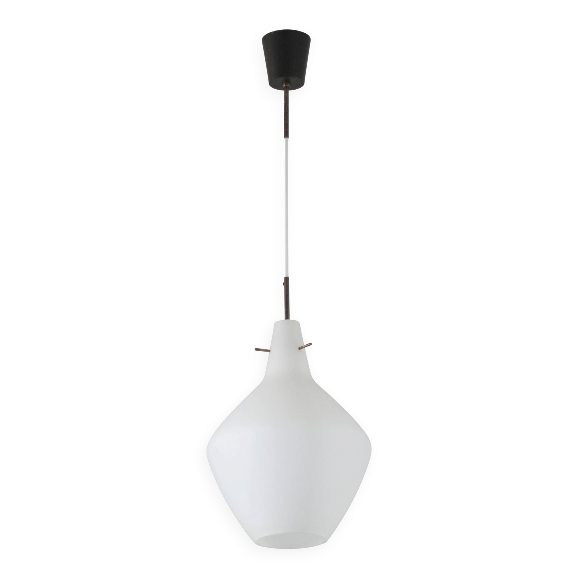 Suspension italienne en opaline satinée mid-century